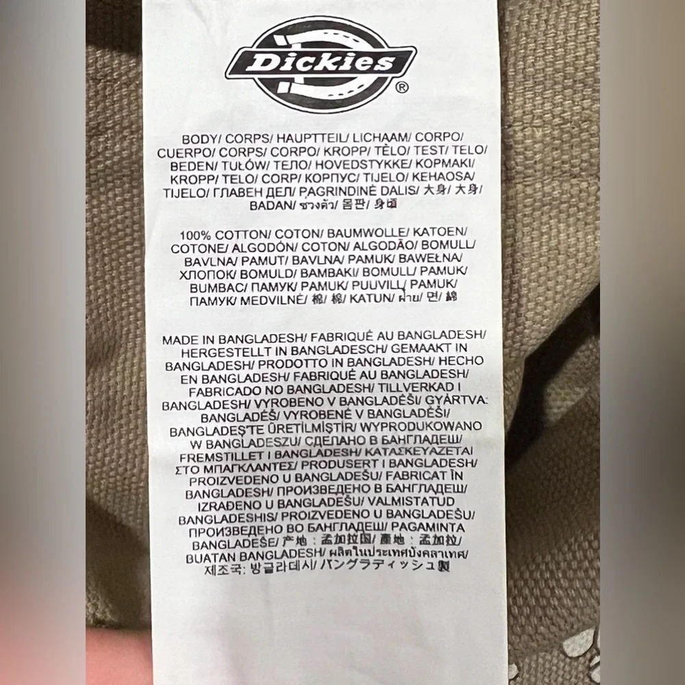 DICKIES overalls Womens Ellis Bohemian floral beige duck canvas Size M - Picture 12 of 16